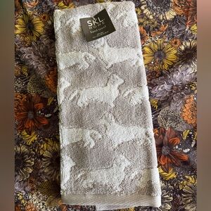Gray & White Dachshund Pattern Hand Towel